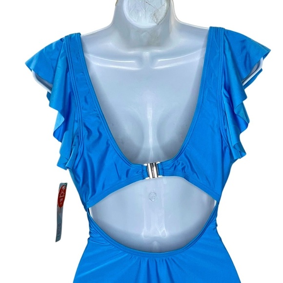 Charmo Ruffled One Piece High Cut Bathing Suits Backless Monokini Swimwear - Picture 4 of 9